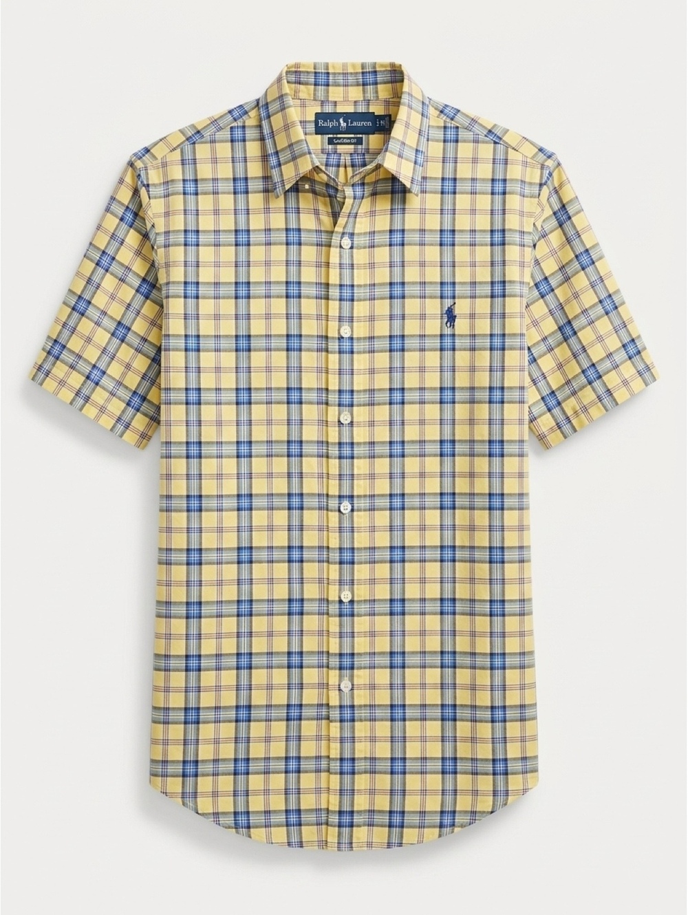 Ralph Lauren Men’s L Classic Fit Yellow Plaid Short Sleeve Button Down Shirt